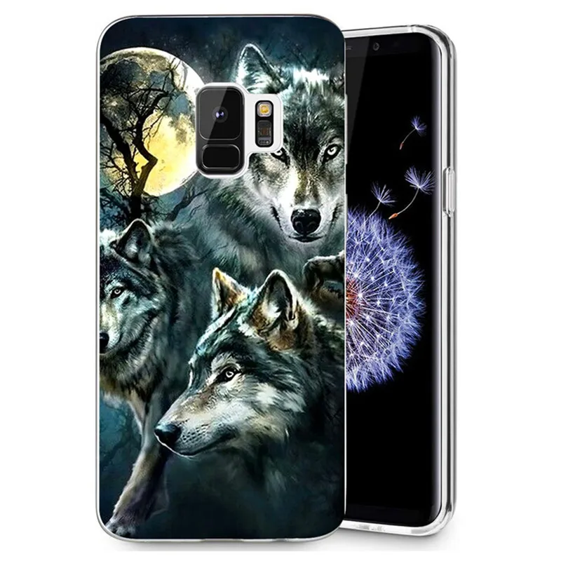 For Samsung Galaxy S9 S8 Plus J5 J7 S7 edge Note 8 J320 J530F J720 A3 A5 2016 TPU Silicon Colorful Wolf Cool Cover Case D104 |