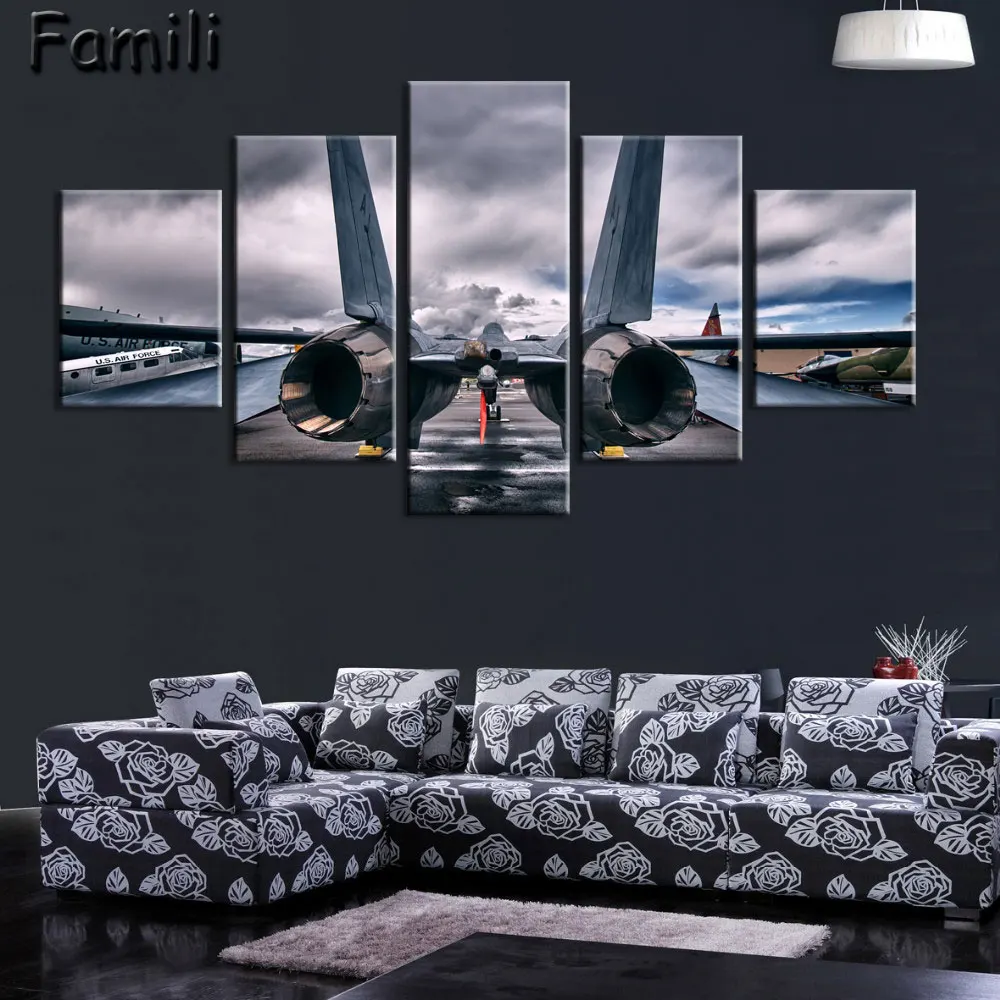 5 картин современный Печатный самолет истребитель Картина на холсте Боевая