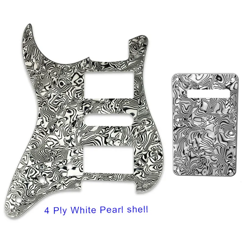 White Pearl Shell Запчасти для гитары-для левшей США Страт 72' 11 винтовое отверстие стандарт PAF Humbcker HSH гитарная Накладка и задняя пластина скретч пластина - Цвет: White Pearl Shell