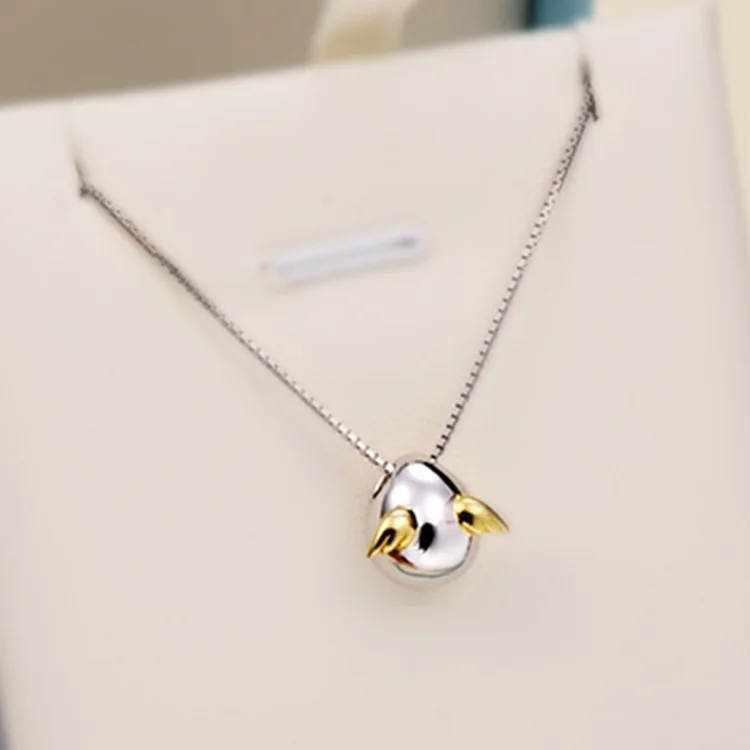 RYOUCUTE Мода 925 пробы Серебряное Ювелирное Украшение, длинная цепочка корейский Ангел ожерелья с крыльями для Для женщин свадебные Kolye в стиле Collares Bijoux(украшения своими руками
