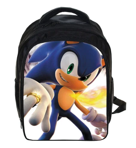 Black 13 дюймов Рюкзак Марио детей мультфильм Sonic рюкзаки мальчиков девочек школьный ранец для детского сада ежедневно рюкзак дети BookBag - Цвет: Black