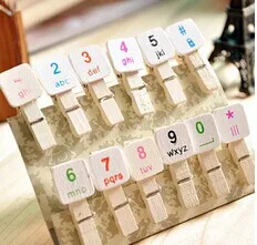 

15packs(12pcs munber Clip and cord in one pack ) Number Clips, Cartoon Photo Clips with cord,Number Wood Bag Clip