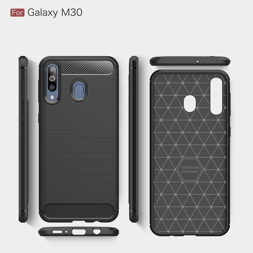 Для Samsung Galaxy M30 чехол из углеродного волокна противоударный мягкий ТПУ прочный