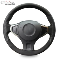 shining wheat black suede leather car steering wheel cover for renault koleos 2009 2014