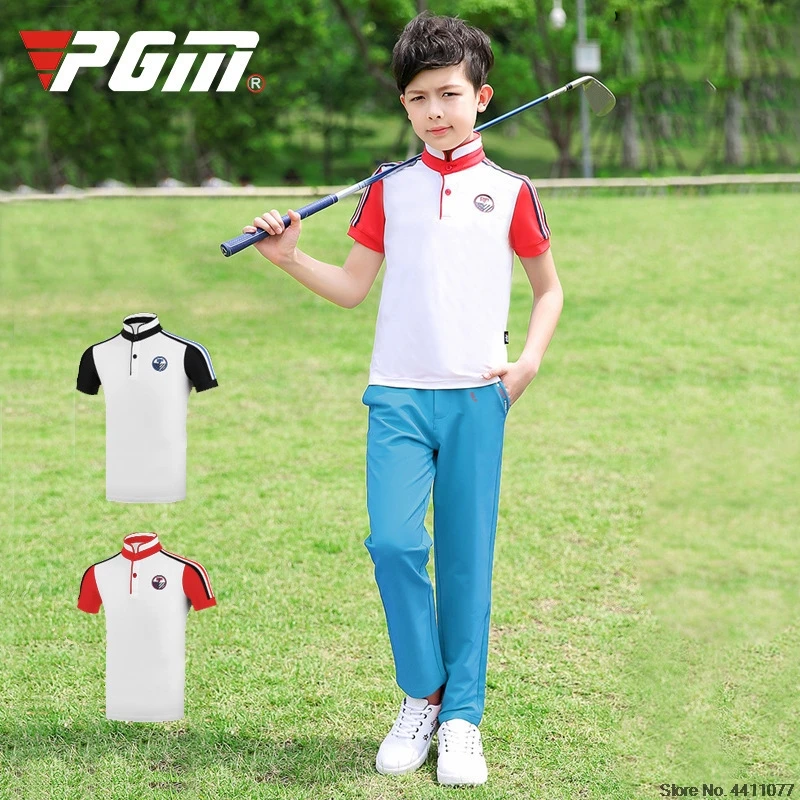 

Children Boys Golf Training T Shirts Boys Teenager Short-Sleeved T-Shirt Breathable Turn Down Collar Sports Golf Tops D0781