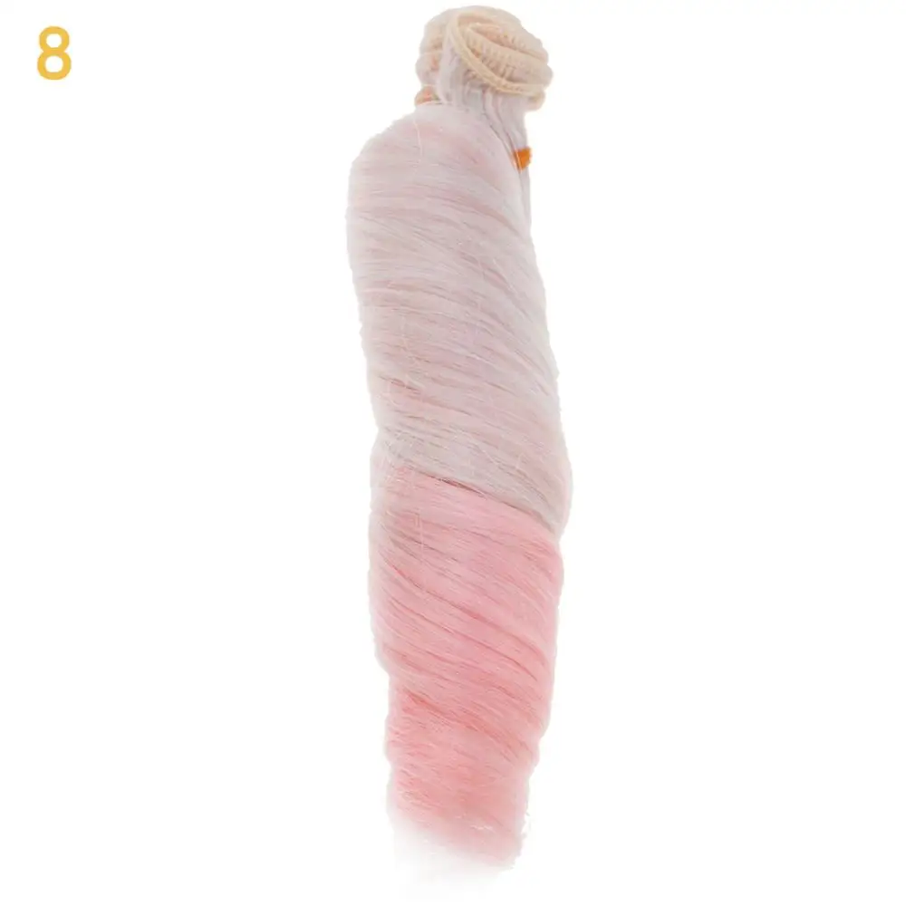 Color 8 1X DIY аксессуары 15 см* 100 см длинные волнистые кудрявые куклы градиент цвета парик волос для 1/3 1/4 1/6 1/12 SD BJD куклы парики - Цвет: Color 8