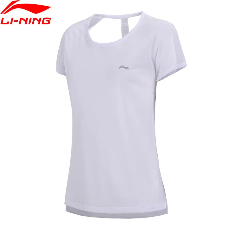 Li-Ning, женская футболка для бега, сухая, дышащая, полиэстер, обычная посадка, подкладка, для фитнеса, спортивные футболки, ATSN062, WTS1420