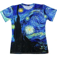 cjlm classic oil painting mens clothing 3d printed t shirts vincent gogh starry night vintage men tops tees personality t shirt
