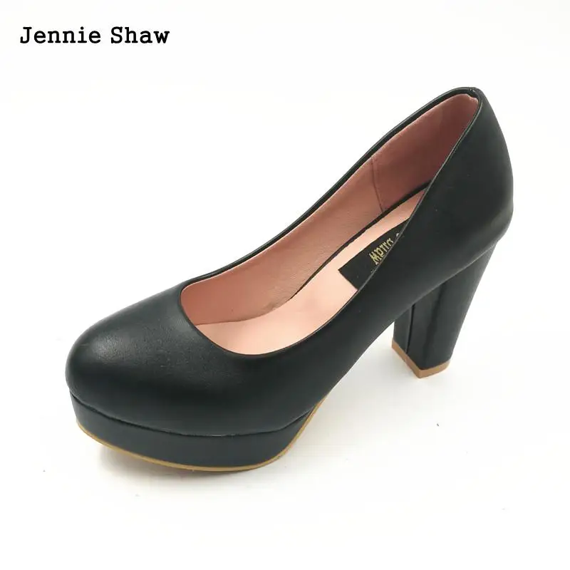 Женские туфли на высоком каблуке рабочая обувь толстый каблук белые свадебные |