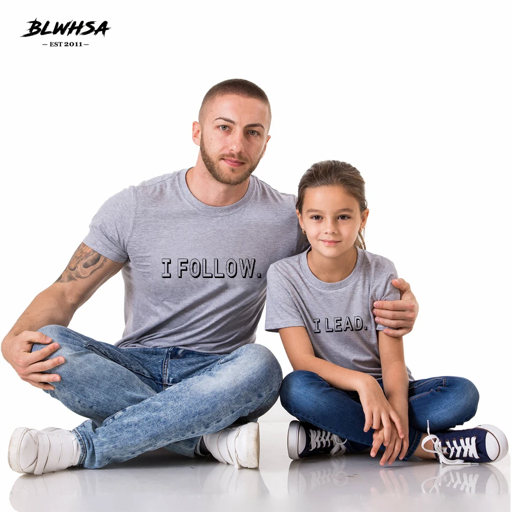 BLWHSA/новая футболка с надписью «I lead I next» летние футболки для родителей и детей модные футболки для папы и сына