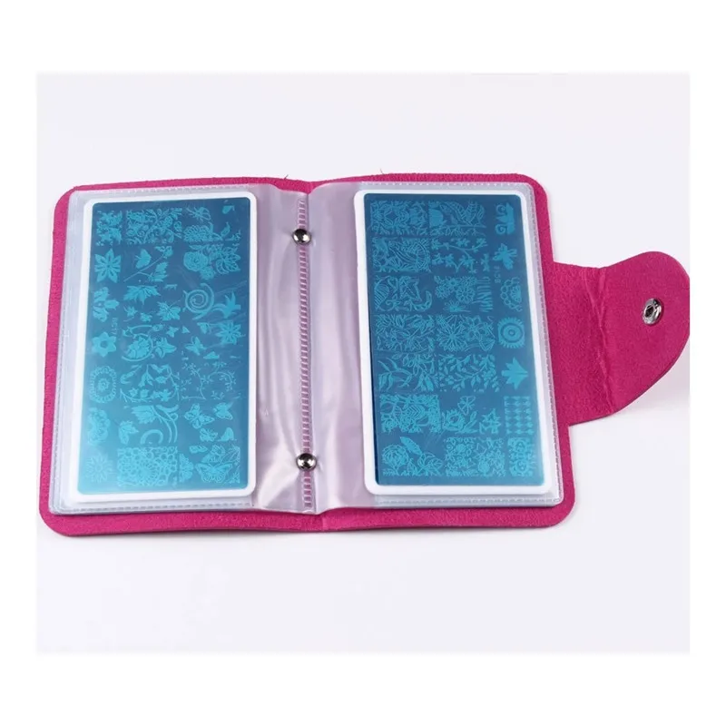 

6 Colors Nail Stamping Plate Holder PU Leather Stamp Storage Empty Organizer Bag Cases Stencils Album Bags Drop Shipping TD33/34