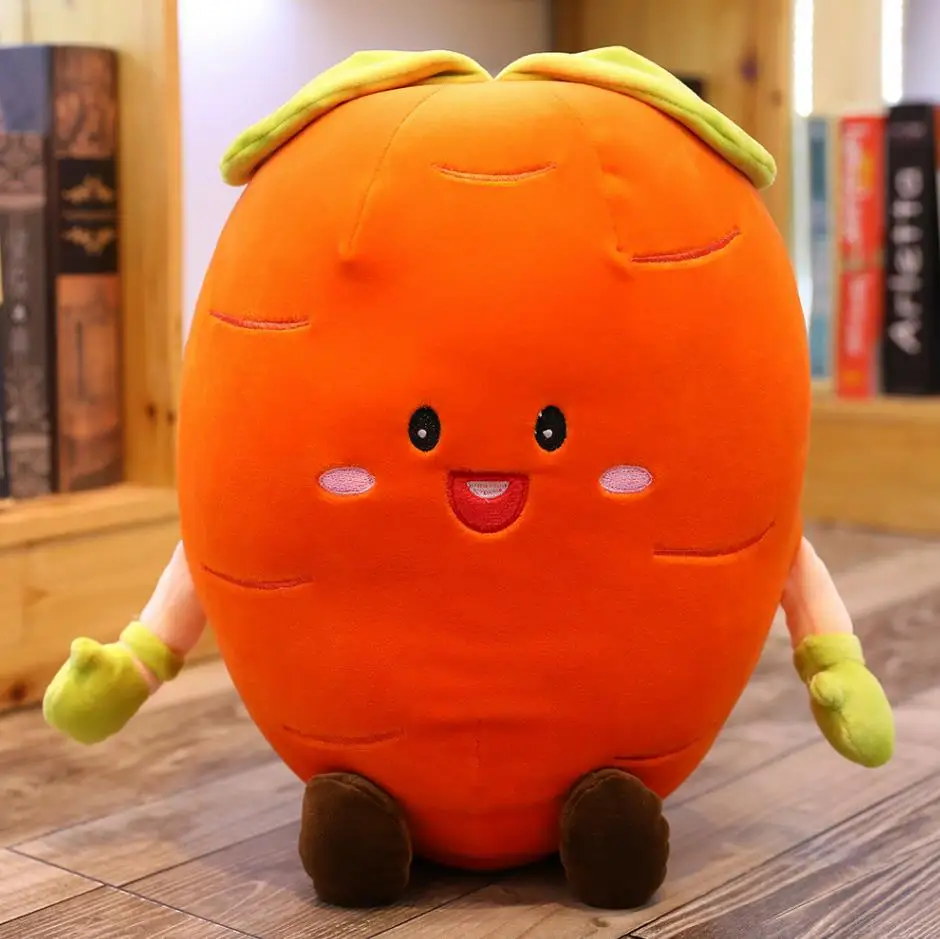 carrot 1 ед. 50/65 см kawaii фрукты подушка, плюшевая игрушка, прекрасная маленькая белая игрушка клубничный гриб арбуз морковь куклы мягкие игрушки для детей, игрушки в подарок на день рождения - Цвет: carrot
