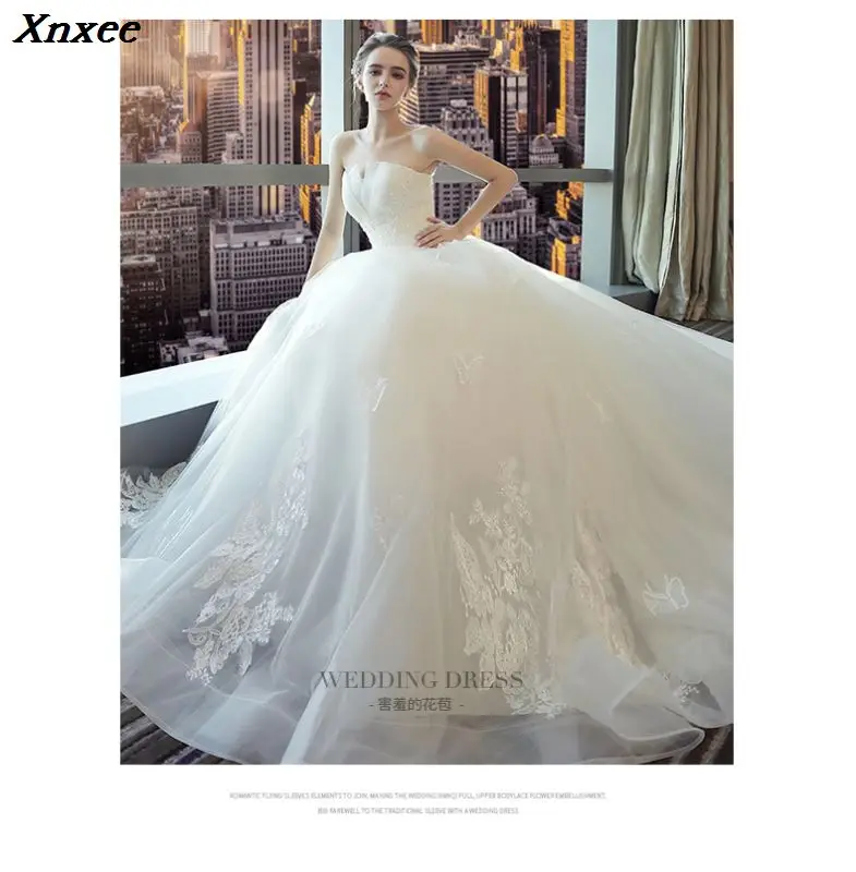 Xnxee Модные Винтажные белые платья с длинным шлейфом Vestidos de Noivas размера плюс шикарные свадебные платья Xnxee