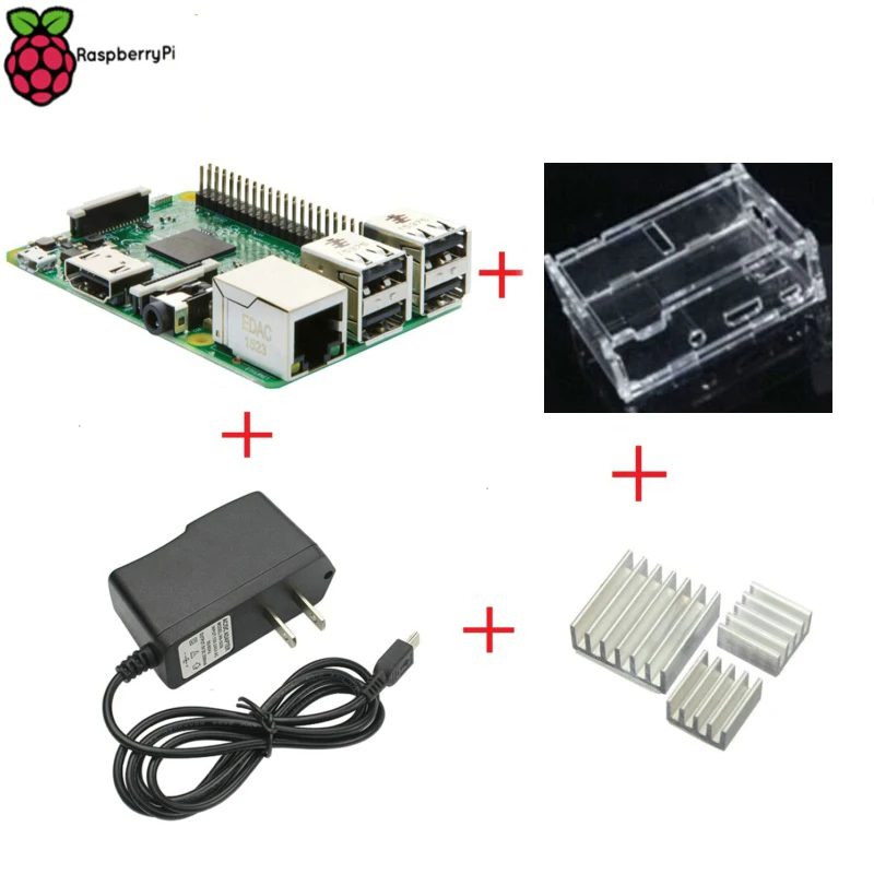 Raspberry Pi 3 Model B 1 ГБ ОЗУ 2 ГГц четырехъядерный процессор ARM 64 бит с RPI прозрачный чехол