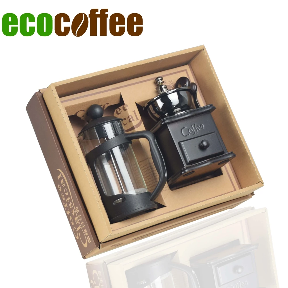 

Eco coffee Coffee набор 350 мл, ручная кофемолка с французским прессом, бытовая кофейная посуда DIY, подарочный набор для влюбленных друзей и семьи