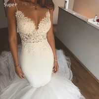 superkimjo robe de mariee mermaid wedding dresses 2020 spaghetti straps elegant lace applique sexy bridal dress