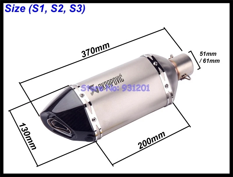 Впускной 51 мм 61 мм мотоциклетная выхлопная труба akrapovic глушитель Escape Moto левая и правая сторона выхлопная труба глушителя для мотоцикла углеродного волокна