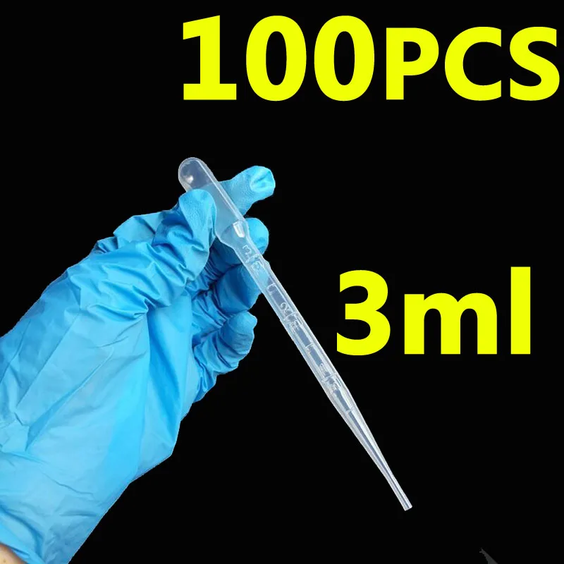 

100PCS/Lot 3ML Transparent Pipettes Disposable safe Plastic Eye Dropper Transfer Graduated Pipettes