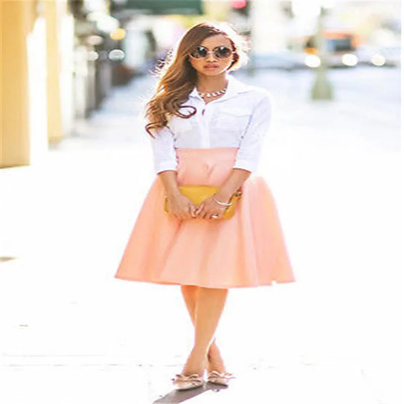 Женская Плиссированная Юбка До Колена повседневная трикотажная эластичная юбка