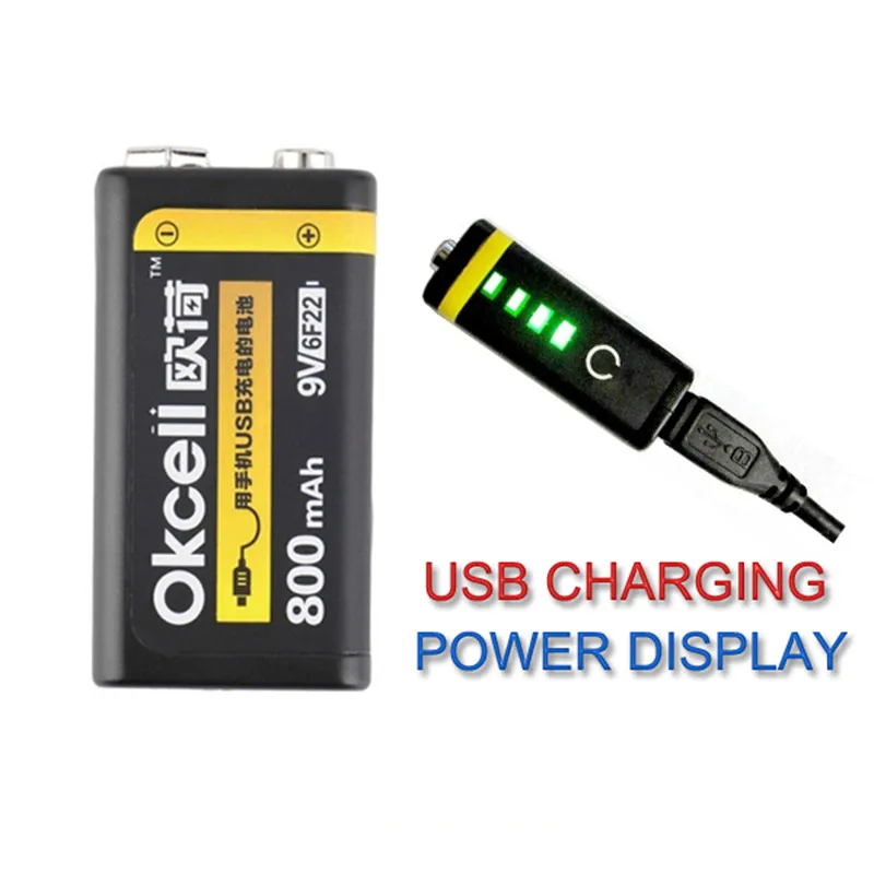 GTF 9 В/6F22 800 мАч USB литий-ионная аккумуляторная батарея Портативный Micro с дисплеем