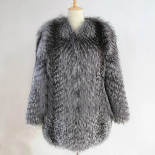 silver long OFTBUY пальто с натуральным мехом, зимняя куртка для женщин, натуральный мех енота, мех лисы, Толстая теплая уличная одежда, брендовая Роскошная модная верхняя одежда - Цвет: silver long
