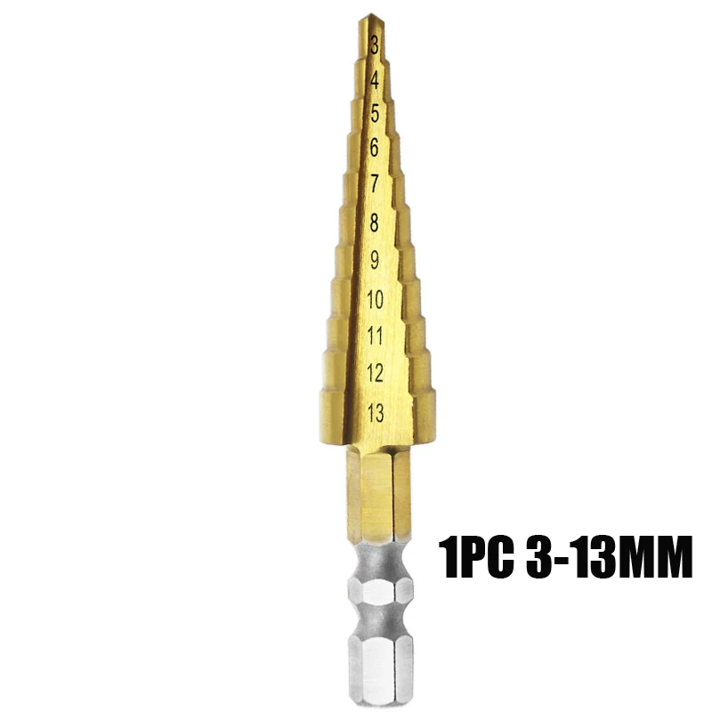3-13MM 1 шт. 3-13 мм HSS титановое покрытие ступенчатое сверло электроинструменты твердосплавное сверло Мини сверло набор сверл 3-12 мм 4-12 мм 4-20 мм - Цвет: 3-13MM