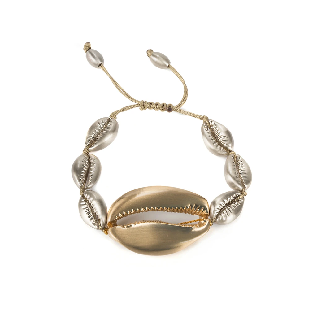 Gold H Bracelet Модные горячие Cowrie Большие Морские ювелирные изделия из раковин браслеты для женщин Нежный золотистый цвет оболочки легко сочетаются браслет ручной работы для женщин - Окраска металла: Gold H Bracelet