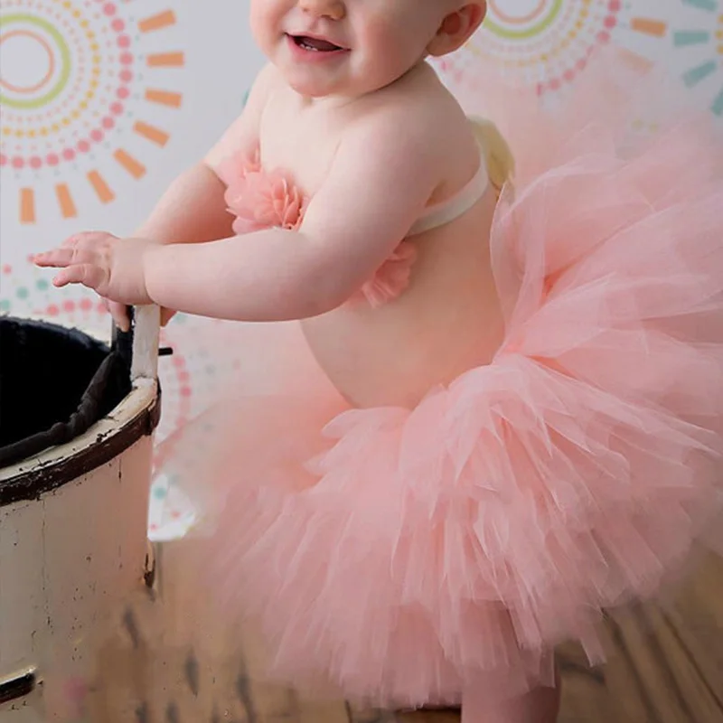 Для малышей юбка пачка для новорожденных с цветами повязки на волосы