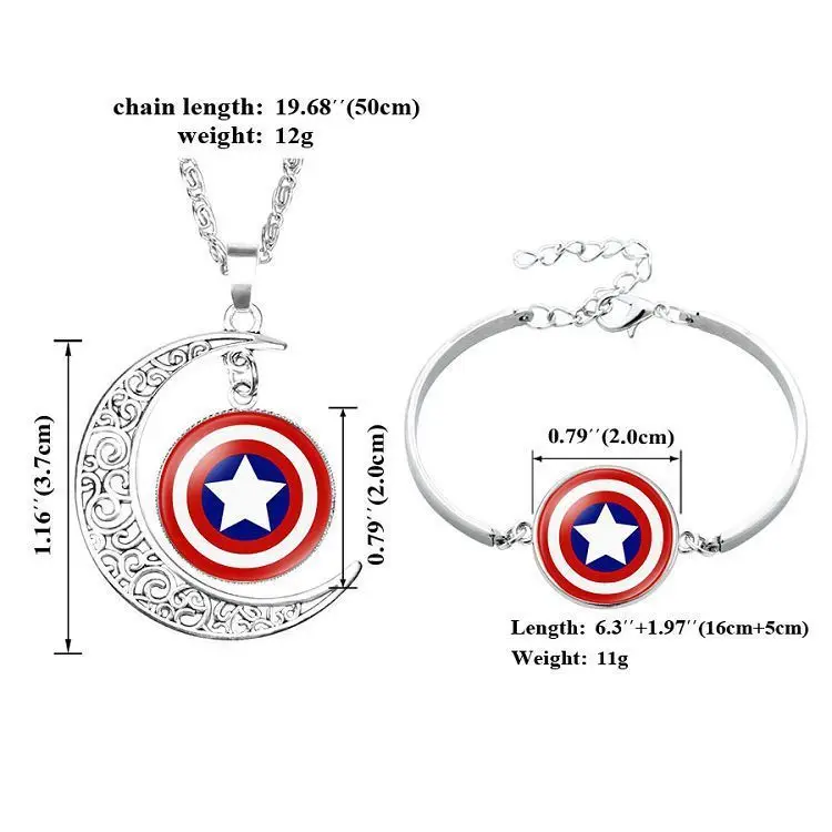 Мстители супергерой капитан ювелирные изделия из Америки комплекты серебряных