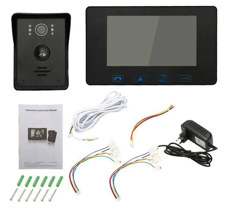 MOUNTAINONE Touch Key TFT Monitor Color 7&quotLCD Video Door Phone Doorbell IR Intercom Home Security System 150 Angles View |