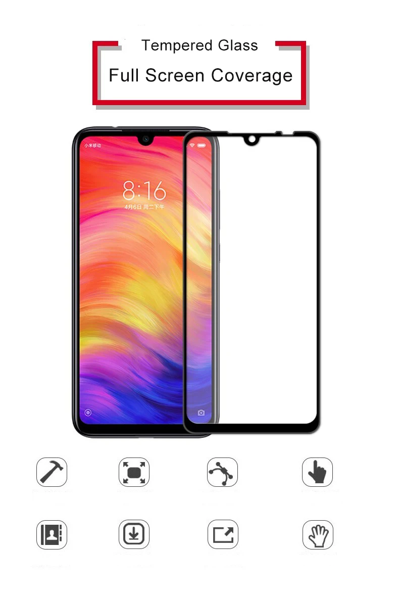 Закаленное стекло для Xiaomi Redmi 7 стекло Redmi 7 защитная пленка для экрана полное покрытие для Xiomi Redmi 7 Redmi7 стекло es 6,26"