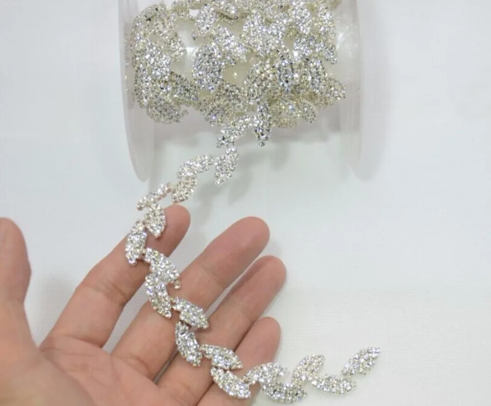 Женская кружевная цепочка украшенная стразами 1 ярд|rhinestone crystal ribbon|chain ribbonchain trim |