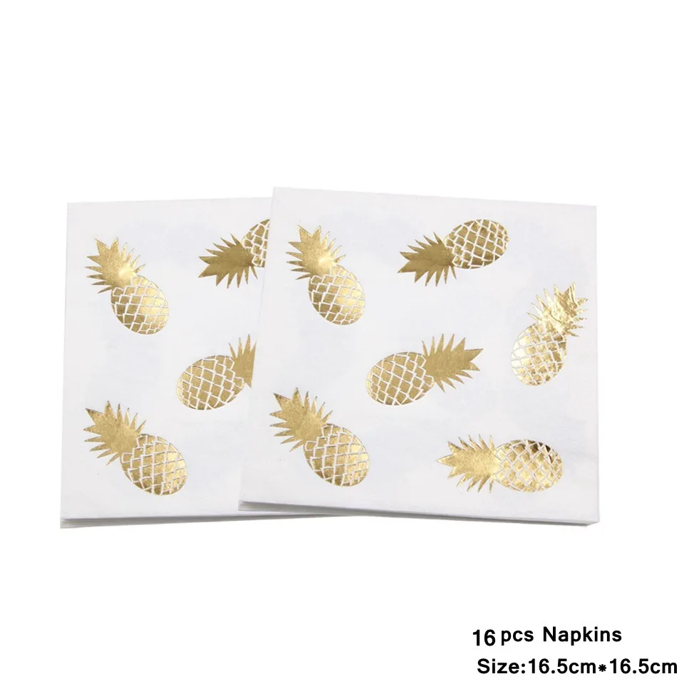 16pc Pinapple Napkin Одноразовая посуда Летняя серия Pinapple& Leaves одноразовая посуда бронзовая Бумага салфетка свадьба день рождения украшения - Цвет: 16pc Pinapple Napkin