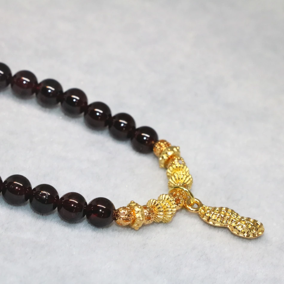 Элегантные браслеты из натурального граната в богемном стиле круглые бусины