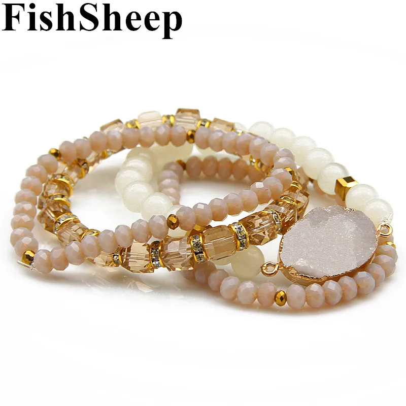 Набор многослойных браслетов из натурального камня FishSheep в богемном стиле 4