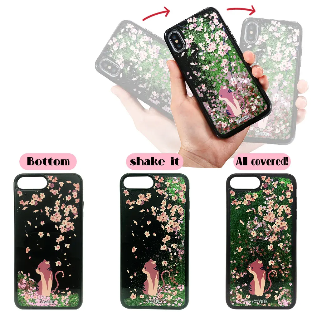 Чехлы CASEIER Quicksand Sakura для iPhone 6 6S 7 8 Plus X с жидким блеском мягкая рамка чехлы