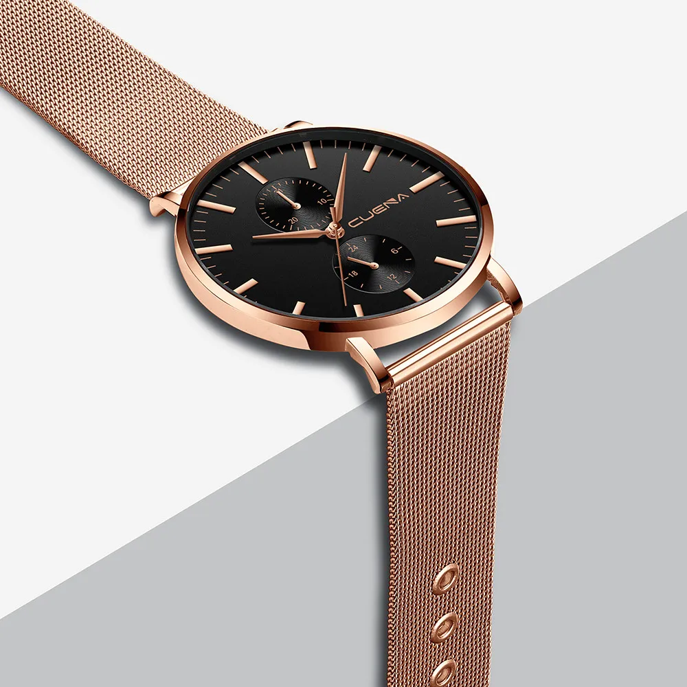 

CUENA Fashion Luxury Brand Women Unisex Quartz Date Watches Luxury Brand Stainless Steel Strap Men's Clock Wrist Watch relogio