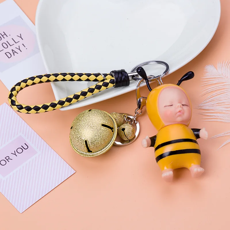 Ручная кожаная веревка bellSleeping Baby Bee плюшевые брелки из искусственного меха кролика женские сумки Подвеска для автомобиля брелок ювелирные изделия - Цвет: 7