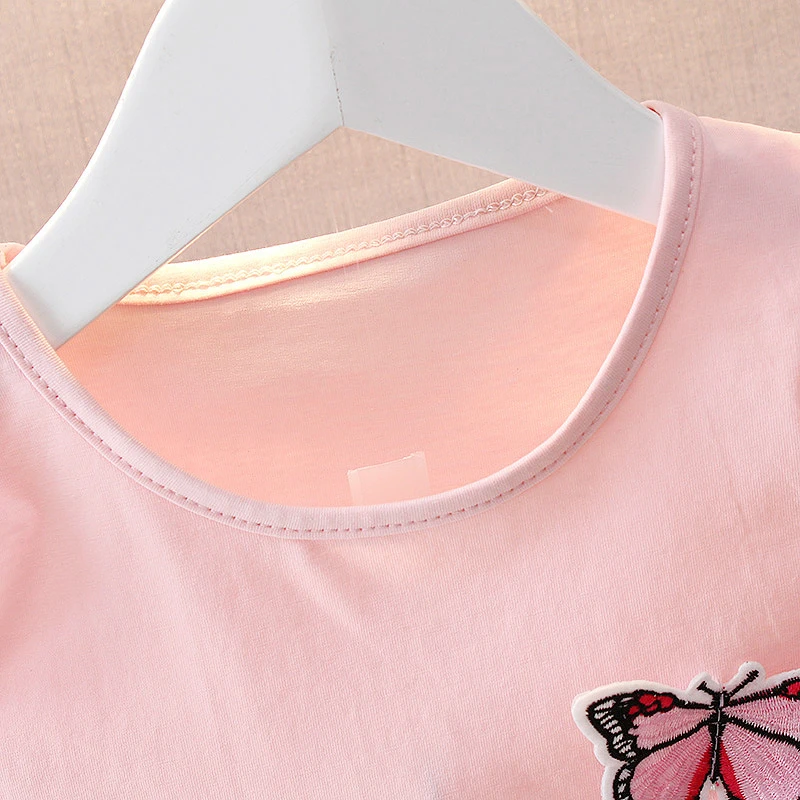 Комплект из 2 предметов для девочек Повседневная летняя футболка с коротким