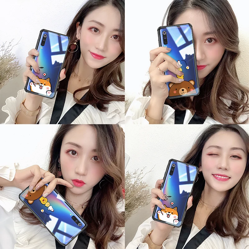 Vpower Tempered Glass Case for Xiaomi Mi9 Back Cover Silicone Soft Edge Coque Mi 9 M9 Cases 6.39 inch | Мобильные телефоны и