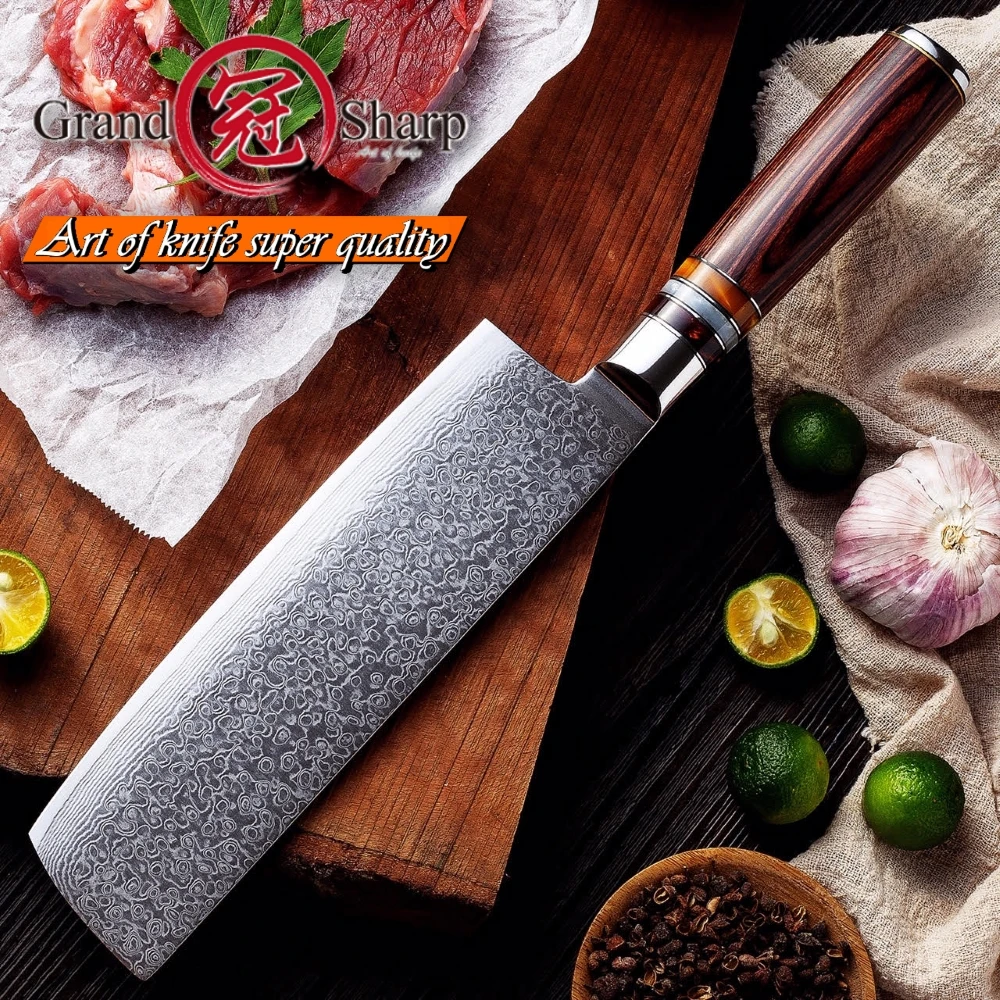 Азиатский нож из японской дамасской стали ножи накири овощи Мясницкий кухонный