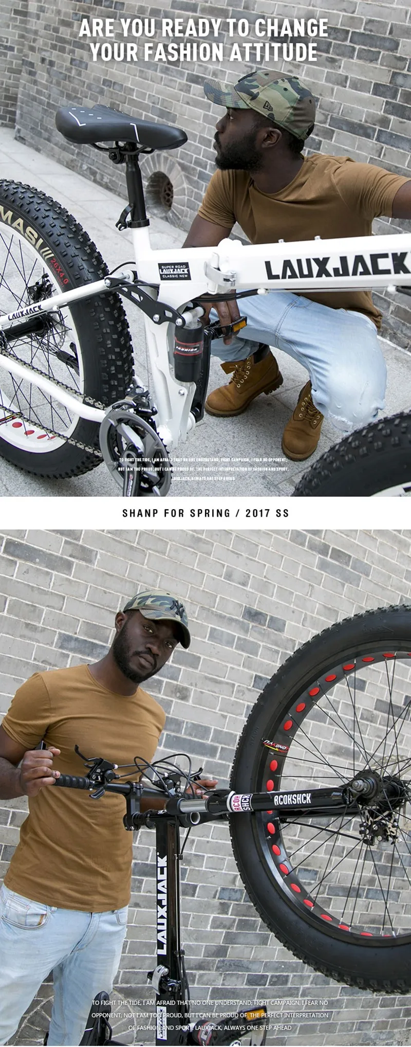 LauxJack Фэтбайк Фэт складная двухподвесочная рама 24 скорости Shimano дисковые тормоза 26"х4.0 колёса Mountain Fat Bike MTB
