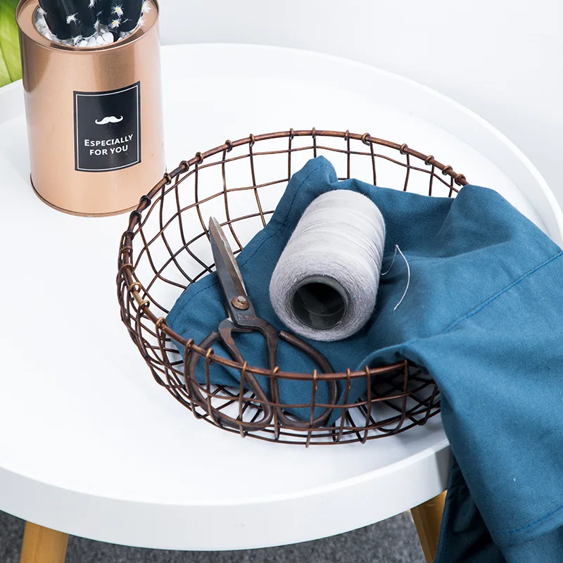 Retro Hand-woven Storage Organizer Fruit Baskets Desktop Sundries Baked Bread Snack |