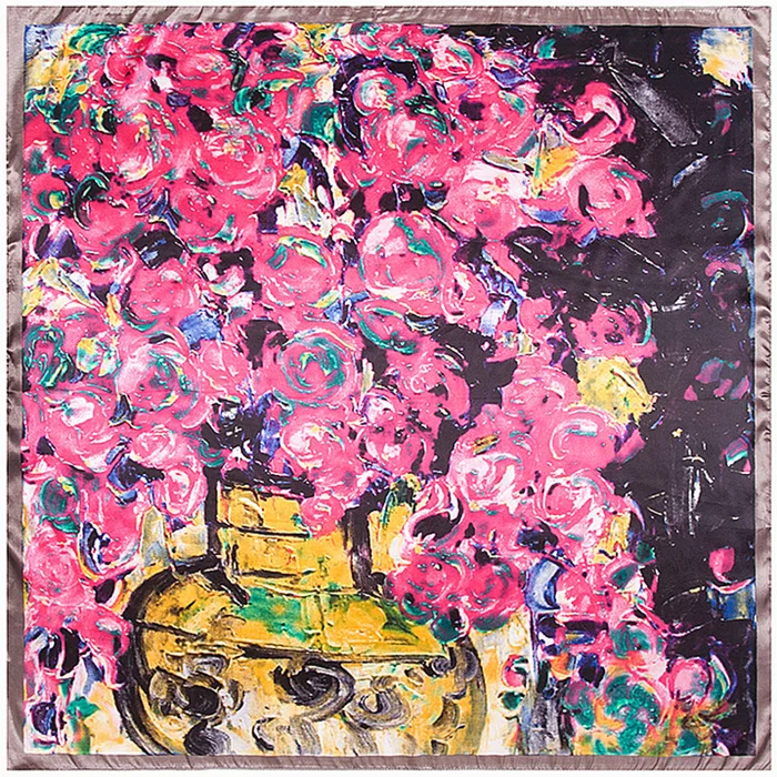 

90cm * 90cm new scarf oil painting rose flower lady silk scarf towel