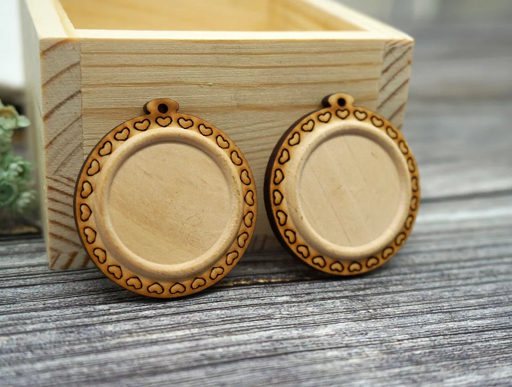 5PCS/lot inner size 25mm round wooden cabochons Base for making necklace jewelry used on leather cord Pendant Tray supply | Украшения и