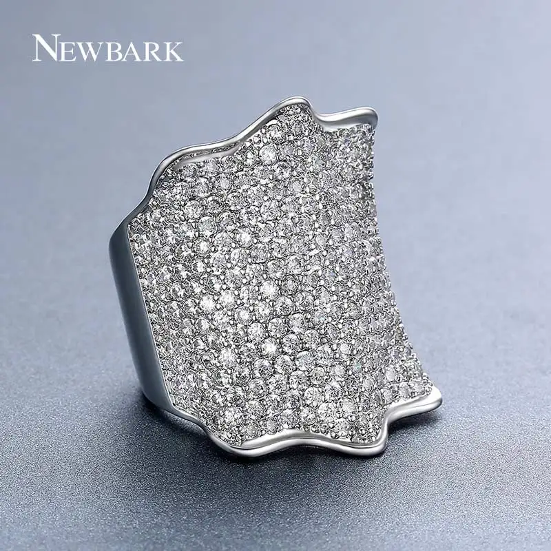 Newbark серебро Цвет Большой себе Для женщин кольцо проложили AAA Сияющий кубический