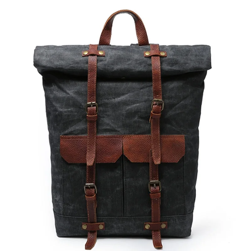 Вощеные холщовые рюкзаки для мужчин большая емкость водонепроницаемые 15