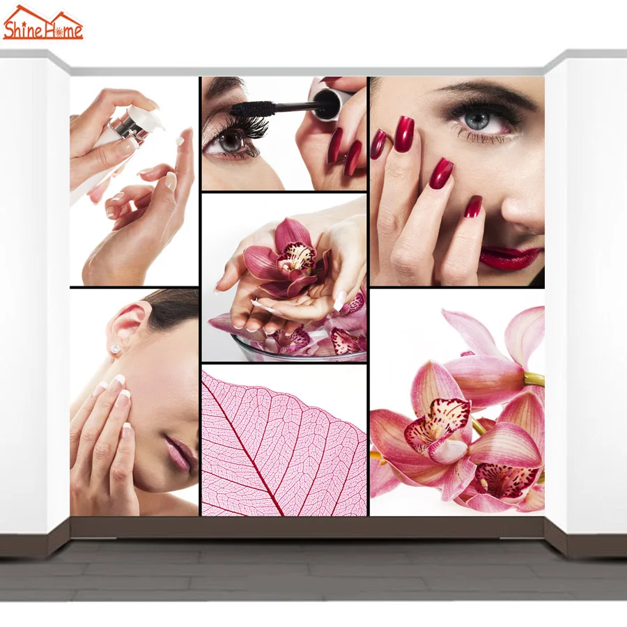 ShineHome-модный спа-салон для ногтей, косметическая 3d настенная бумага, настенная бумага s фото, настенные фрески для 3 d фонового рулона, настенная бумага