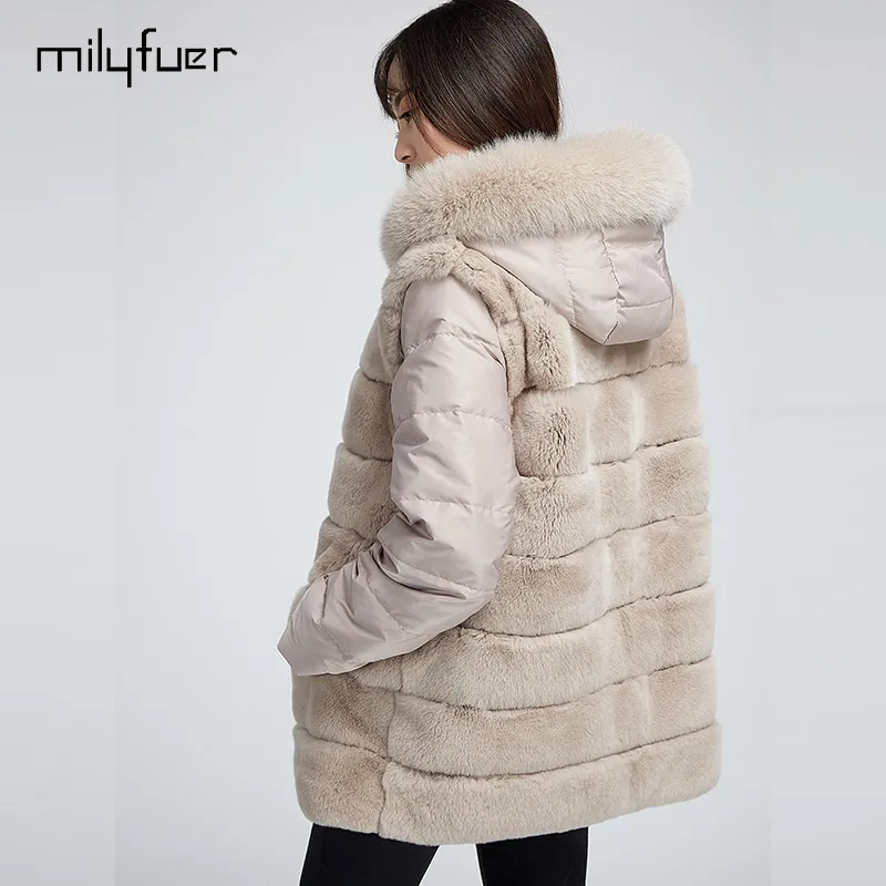 Milyfuer Новое поступление Кролик Мех животных Пальто для будущих мам Для женщин