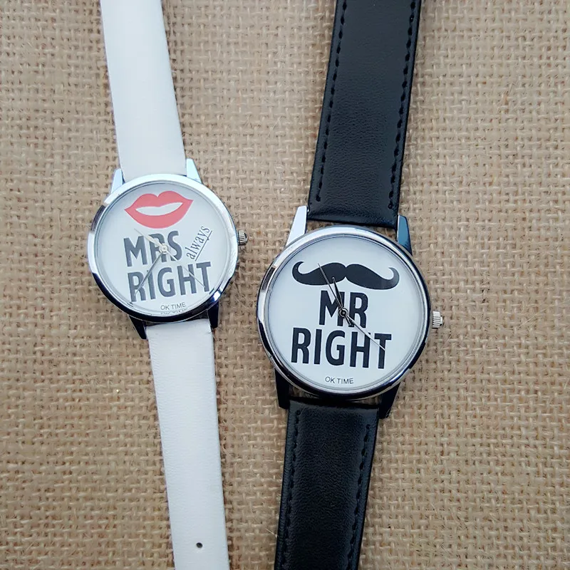 2017 новое поступление оригинальные дизайнерские часы MR RIGHT & MRS для студентов